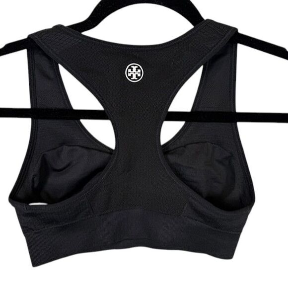 Tory Burch Sport Seamless Racer Back Sports Bra Black Back Logo Size XS - Picture 3 of 7